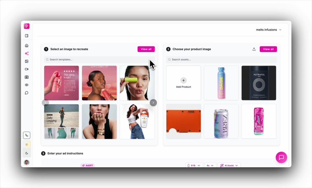 Step 2: Recreate a winning look - ad creation interface