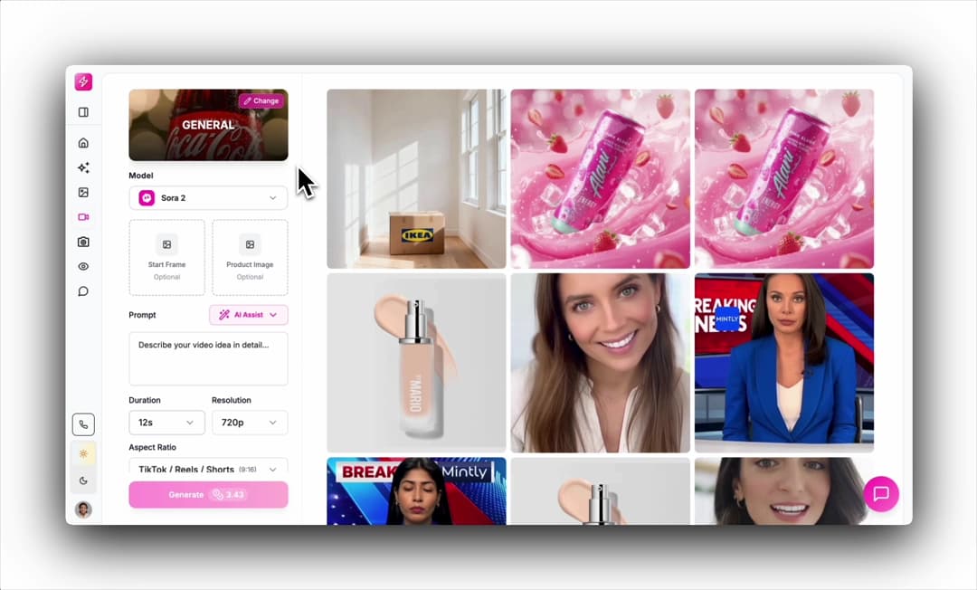 Step 3: Create viral UGC video ads - video creation interface