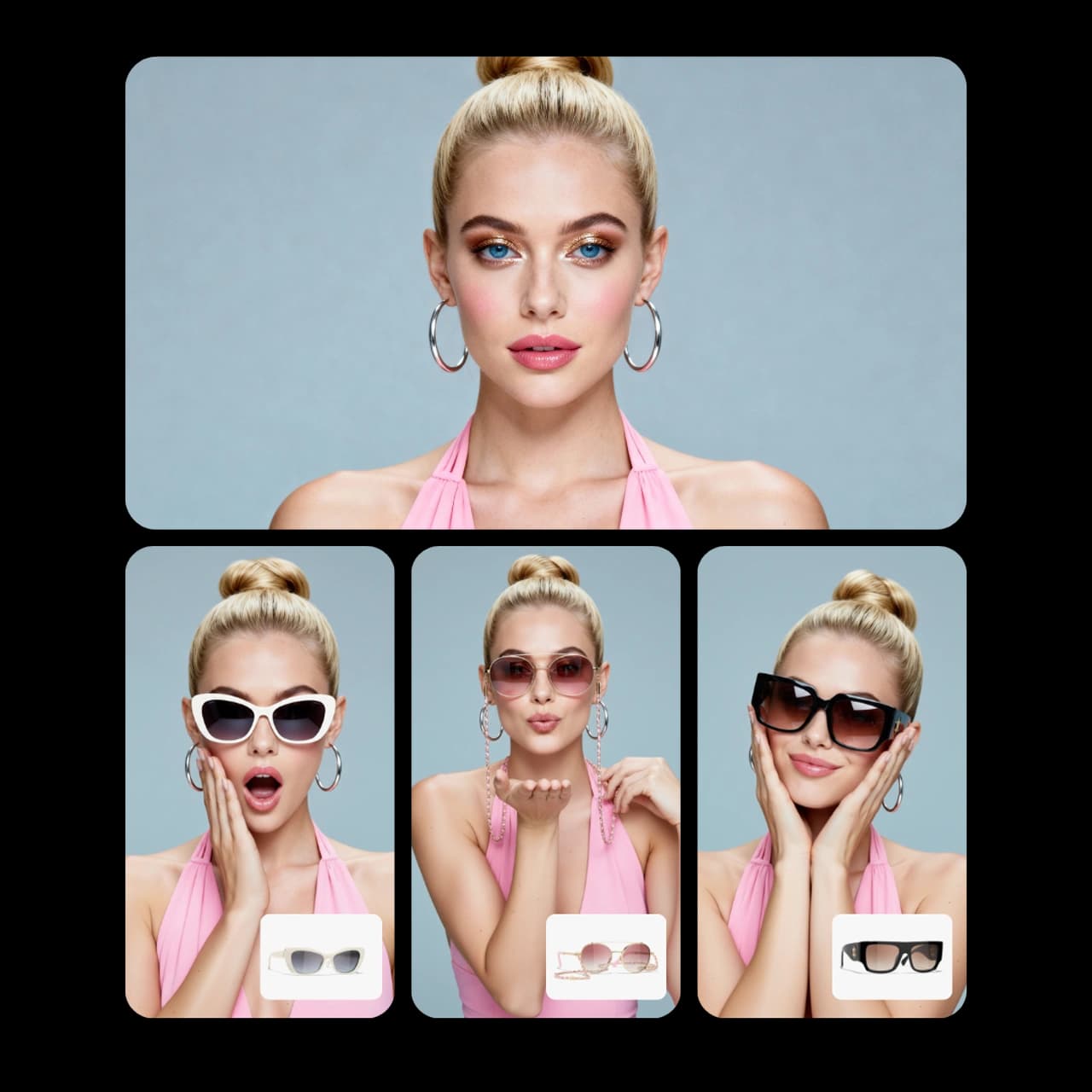 AI generated ad variations - sunglasses campaign